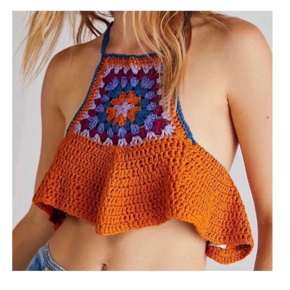 Free People Bella Crochet Crop Top Medium - Picture 3 of 16